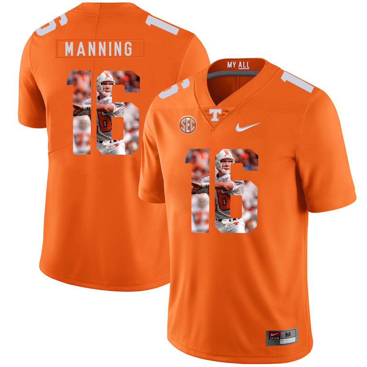 Men Tennessee Volunteers 16 Manning Orange Fashion Edition Customized NCAA Jerseys
